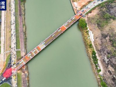 广州沥心沙大桥被撞断10天后，南沙三民岛保通便桥投用 