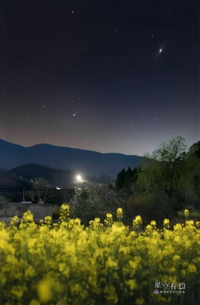 星空摄影师段鑫3月11日在湖南株洲炎陵拍摄的12P彗星。（星联CSVA供图）
