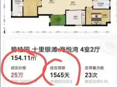 25万能买走惠州154平方米海景房，每平仅1623元？中介发声：网传信息失实