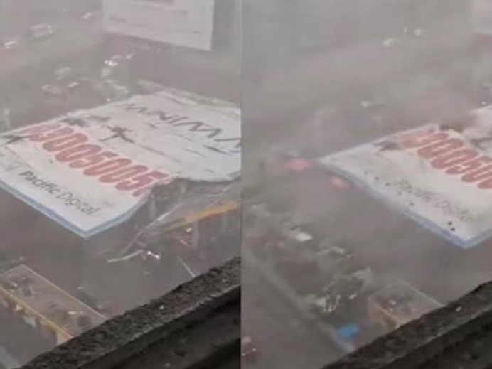 印度孟买一铁制广告牌倒塌，已致3死59伤