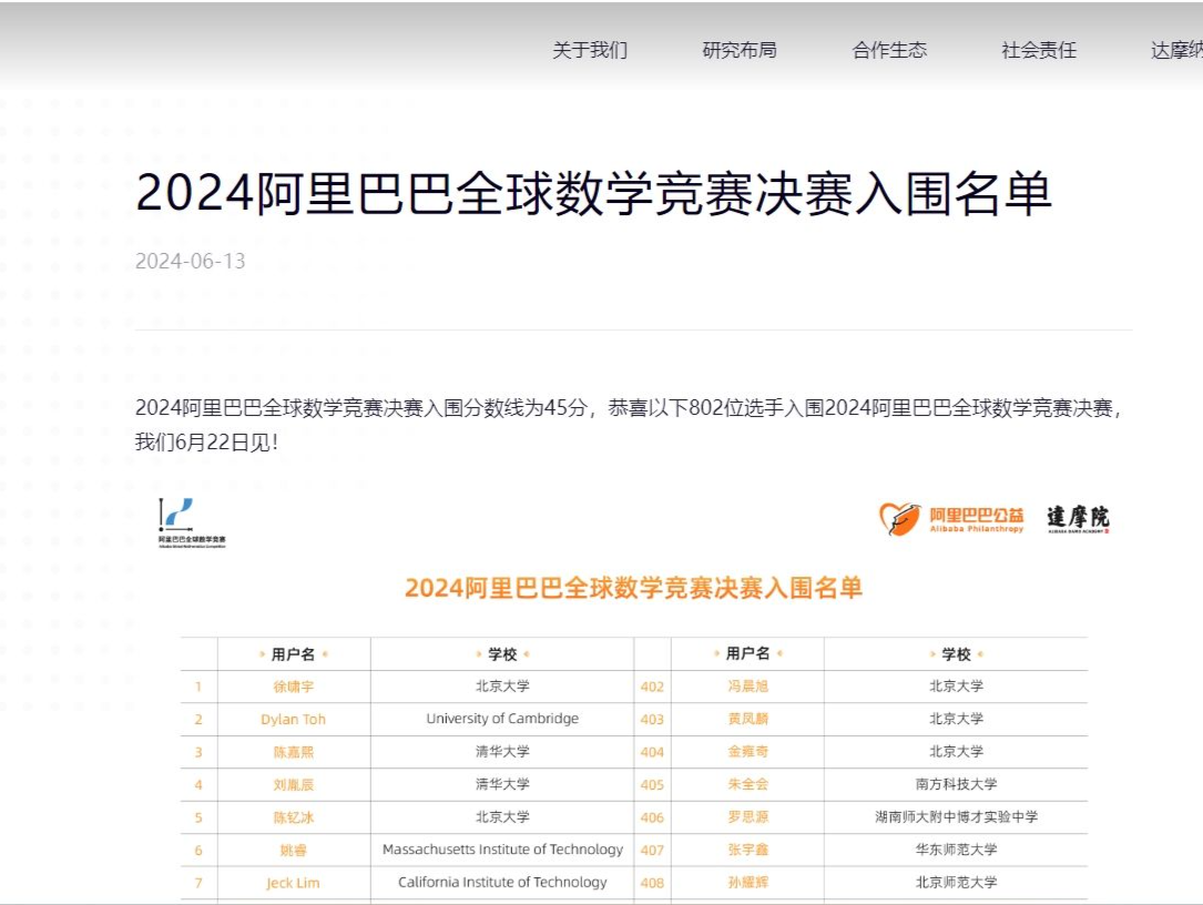 深圳13名学生入围！2024阿里巴巴全球数学竞赛决赛名单公布