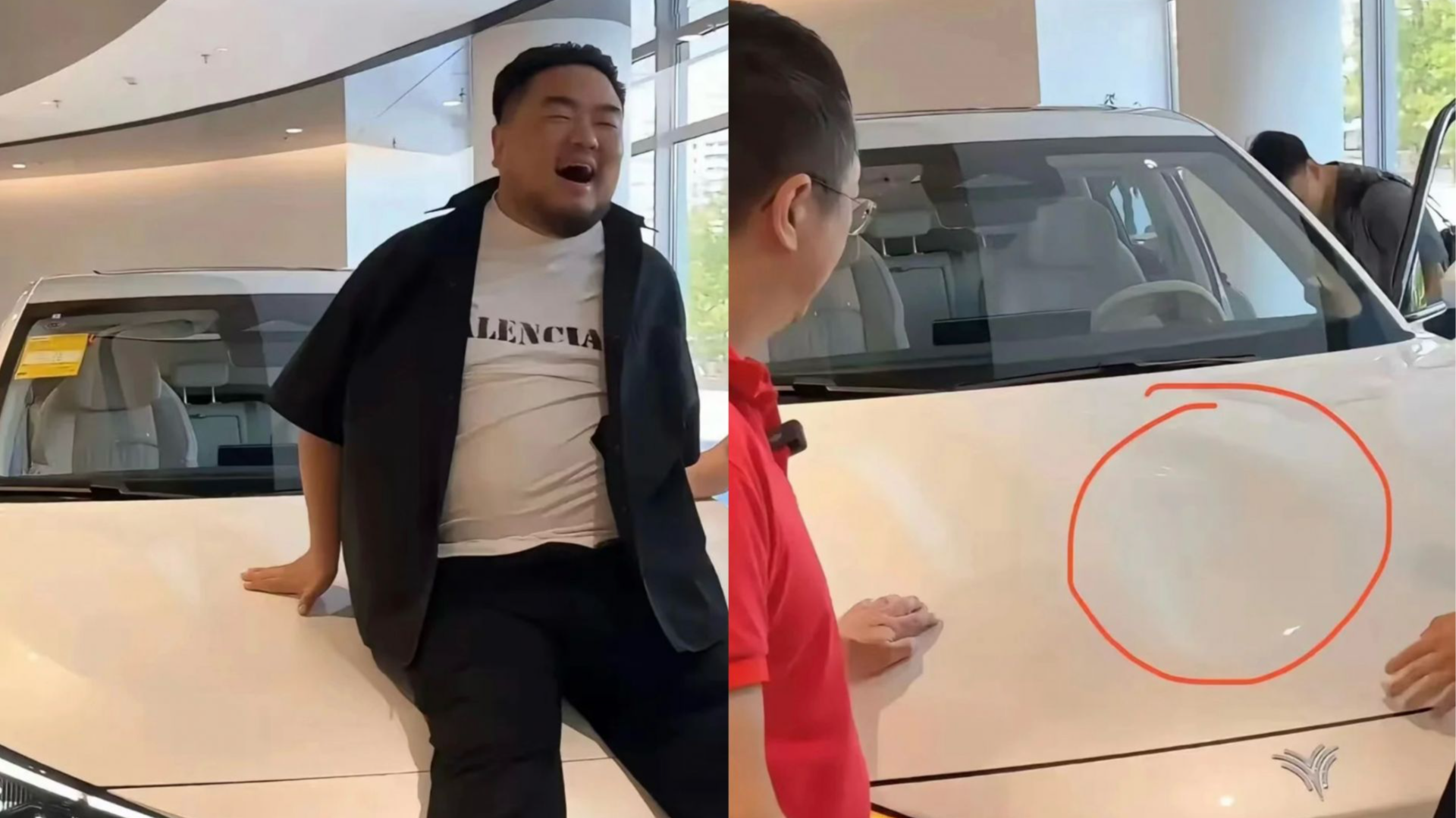 周鸿祎直播翻车？哪吒汽车前盖被坐出大坑