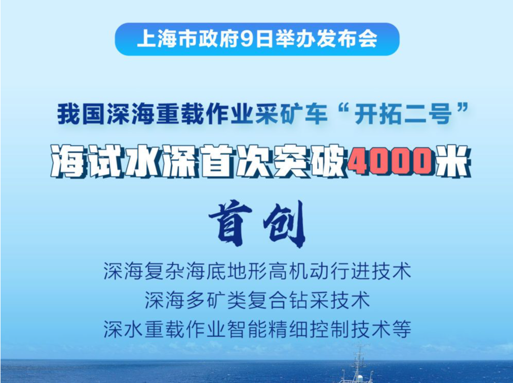 我国深海重载作业采矿车海试水深首次突破4000米