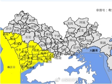 深圳市解除分区雷雨大风黄色预警信号