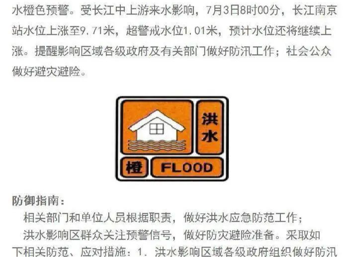 橙色！江苏洪水预警升级！