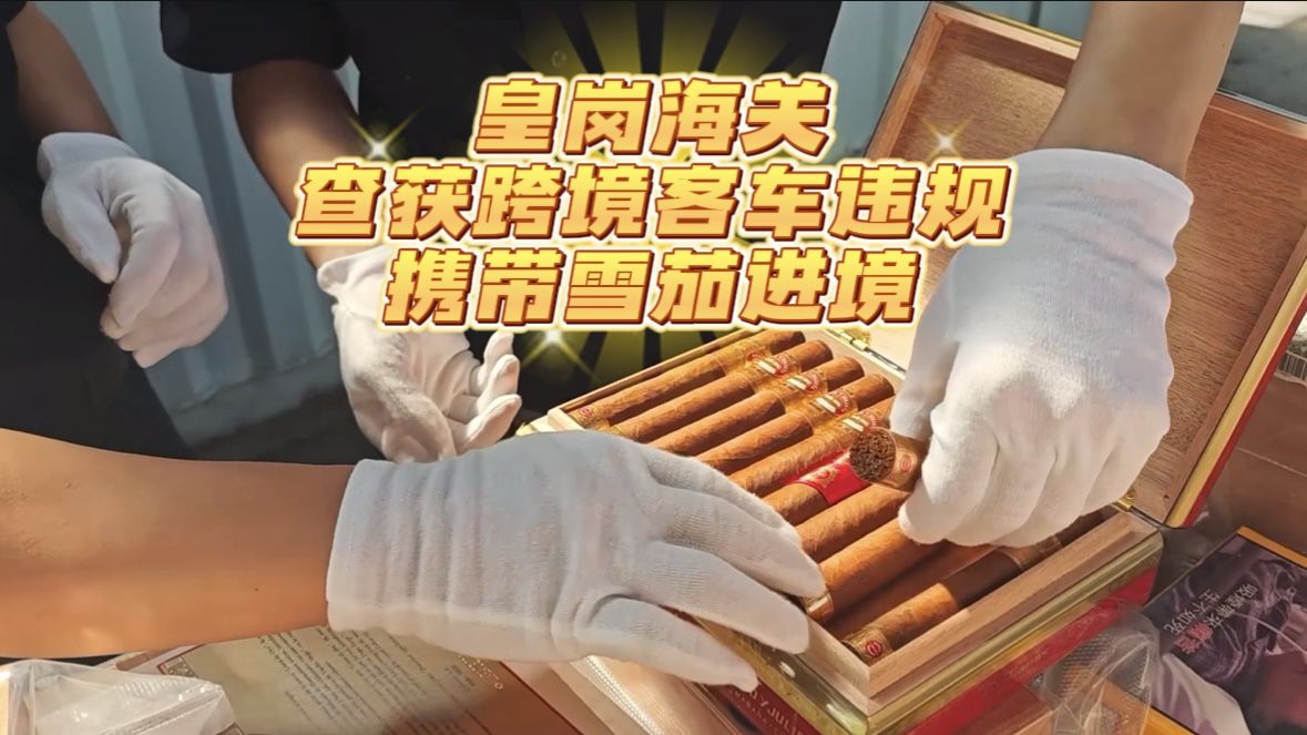 皇岗海关查获跨境客车违规携带雪茄进境案
