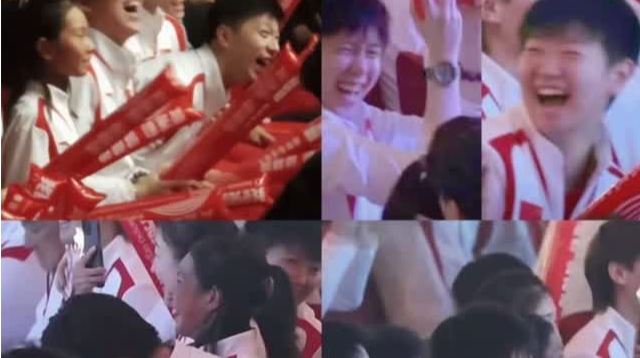 当游泳队合唱《孤勇者》
乒乓球队在台下“笑疯了”
