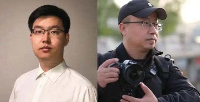 神舟十九号载人飞行任务标识设计者，丁一（左）、吴林桦（右）