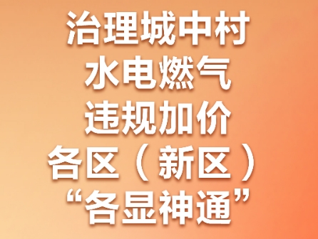 治理城中村水电燃气违规加价，各区（新区）“各显神通”  