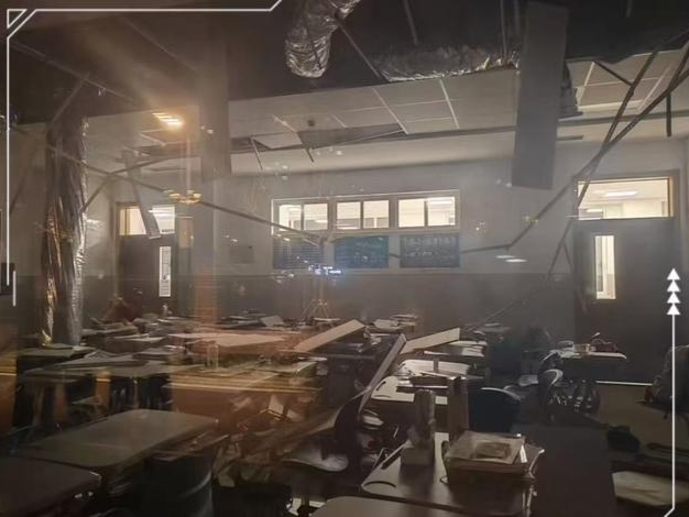 监控画面曝光！天津一学校教室天花板坍塌，多部门回应：无人伤亡