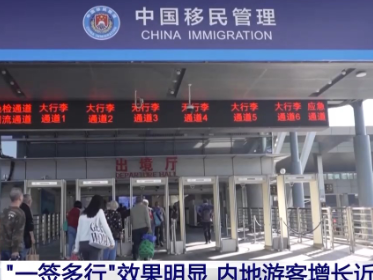 内地访港游客增长近三成 “一签多行”效果明显