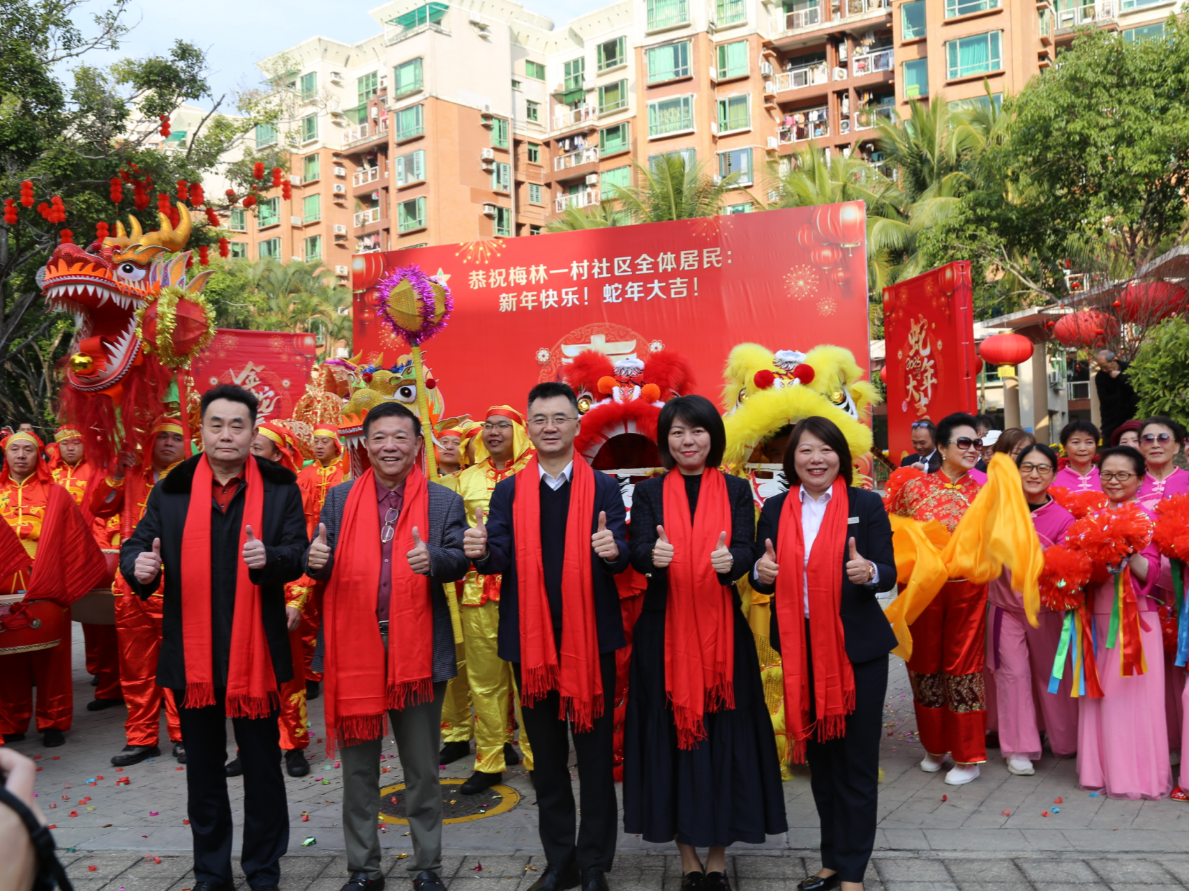 龙狮舞出快乐年，福田梅林一村上演新春大团拜