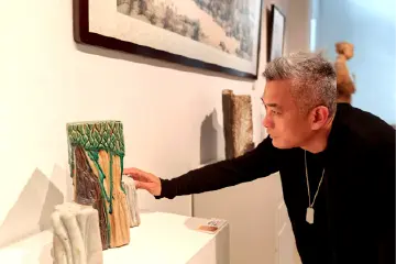 持续至3月25日，黄新本艺术作品展在中山五亩书香园展出