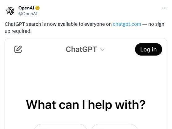 OpenAI放大招：免费开放ChatGPT搜索，无需注册