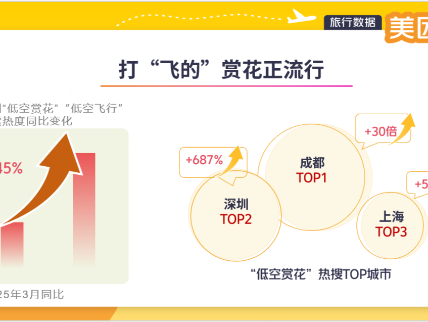 美团旅行发布春日新玩法，深圳位居“低空赏花”热搜TOP5城市