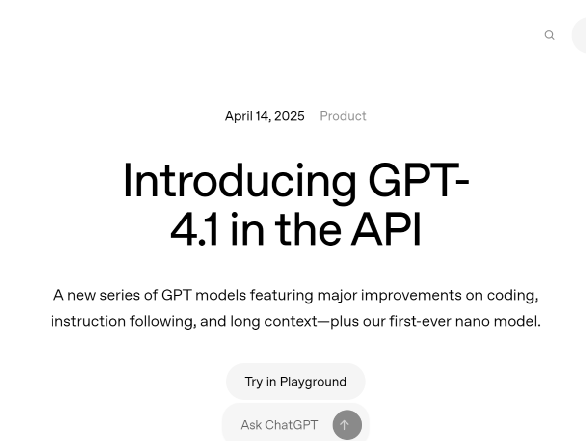 性能暴涨！OpenAI发布最新模型GPT-4.1，奥特曼发声