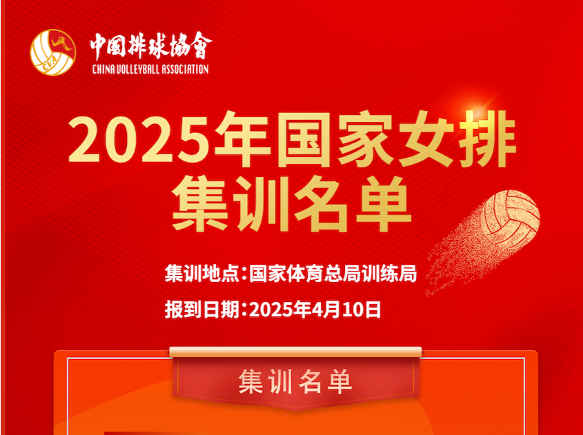 官宣！2025年国家女排集训名单公布，赵勇任主帅