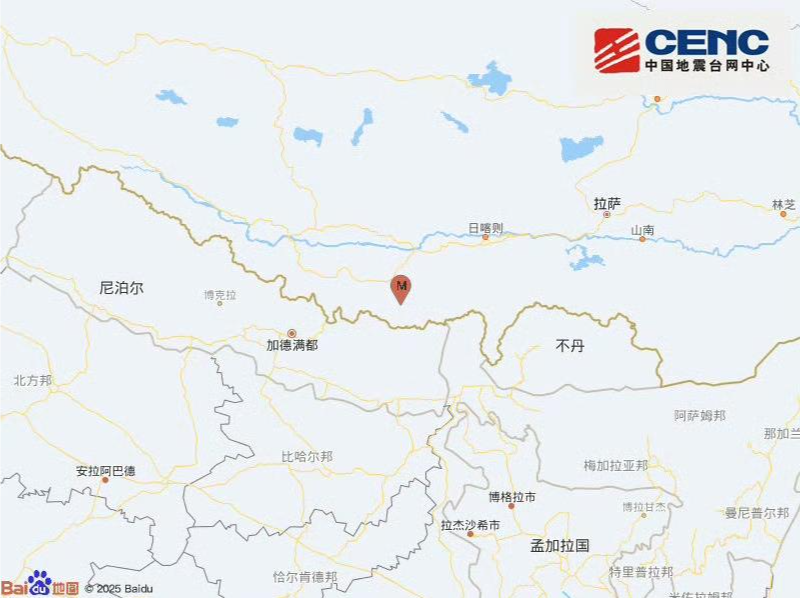 西藏定日县发生3.7级地震 震源深度10公里