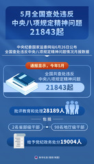 （图表）5月全国查处违反中央八项规定精神问题21843起