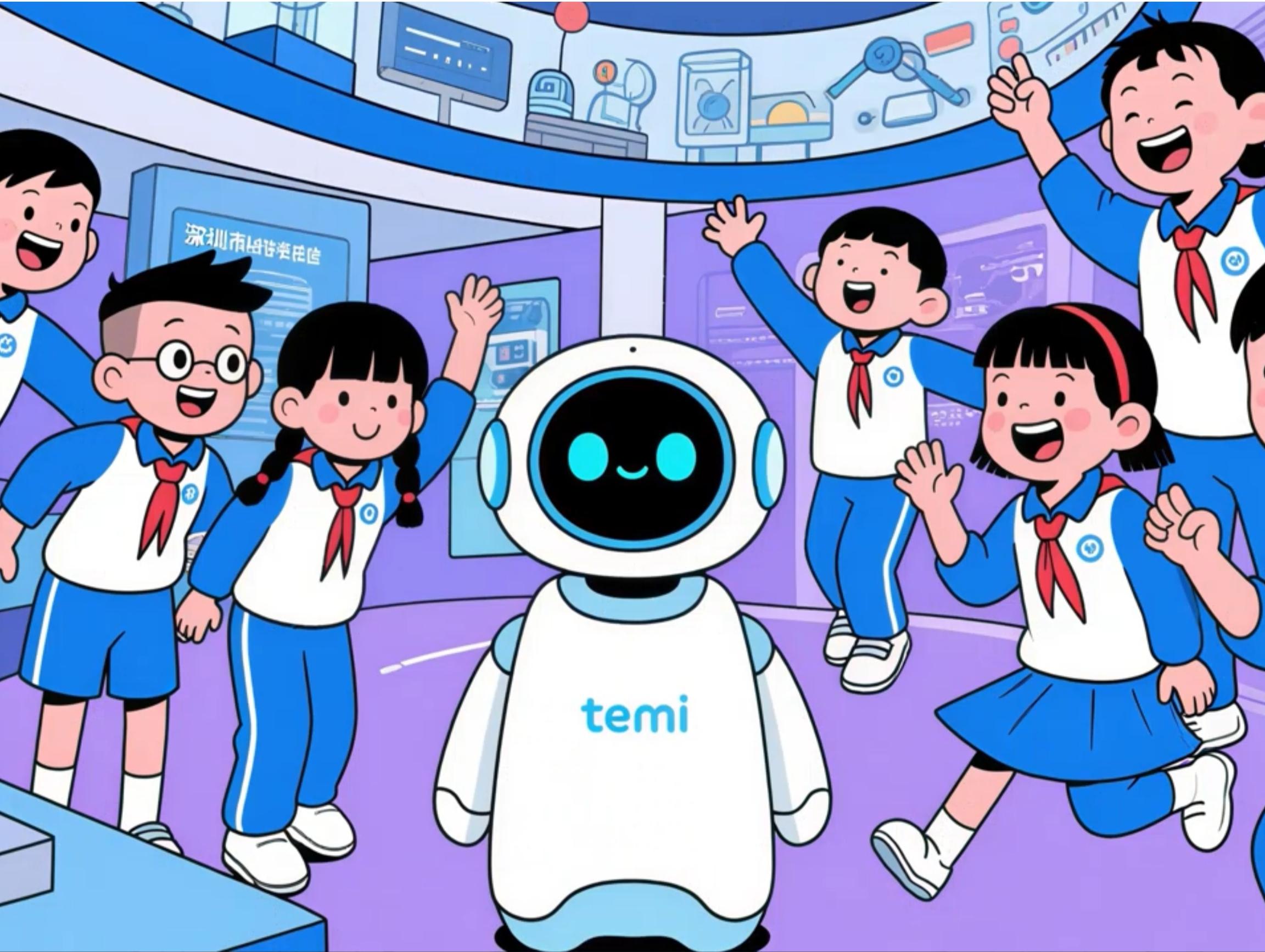 点亮基金携手Temi机器人入驻梅园实验学校，用AI点亮校园