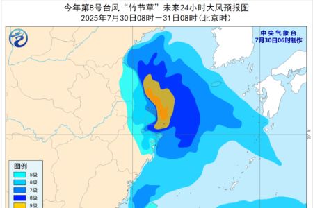 第8号台风“竹节草”在浙江舟山朱家尖岛登陆