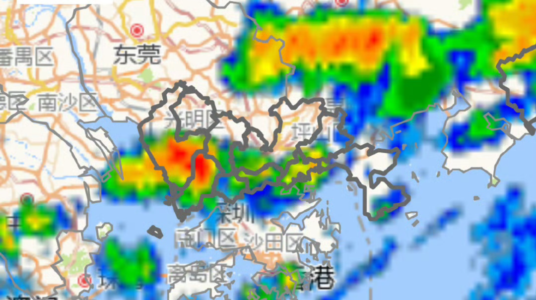 深圳市分区雷雨大风黄色预警信号，分区暴雨黄色预警信号生效中，上班路上注意安全！