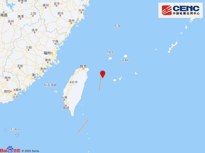 台湾以东海域发生5.4级地震，震源深度80千米