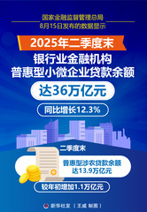 （图表）2025年二季度末银行业金融机构普惠型小微企业贷款余额达36万亿元