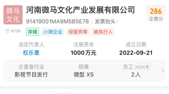 企查查显示河南微马已显示经营异常且成为被执行人图/企查查