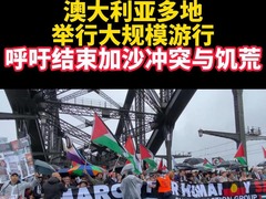 澳大利亚多地举行大规模游行　呼吁结束加沙冲突与饥荒
