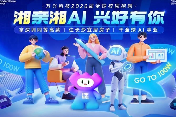 万兴科技启动2026届全球校招拟发500个Offer 研发人才首年年薪可高达百万