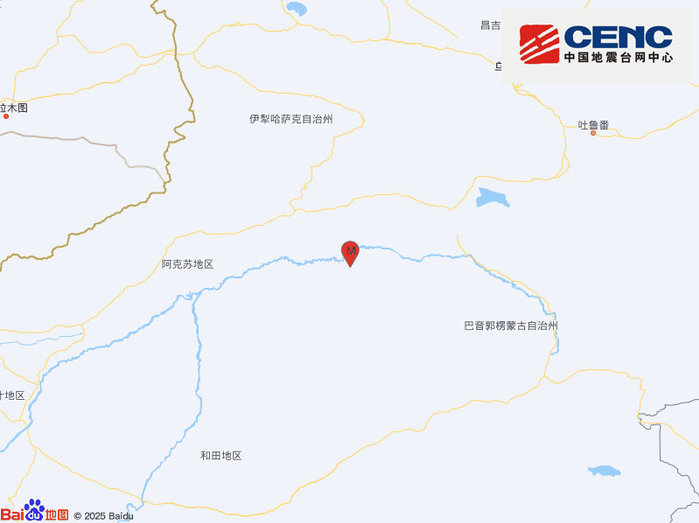 新疆巴音郭楞州尉犁县发生3.3级地震，震源深度26千米 