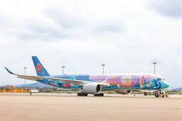 十五运会主题彩绘飞机首航 “活力湾区号”执飞广州到北京航线