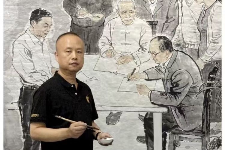 献礼教师节，中山画家肖伟创作《民进与教师节》