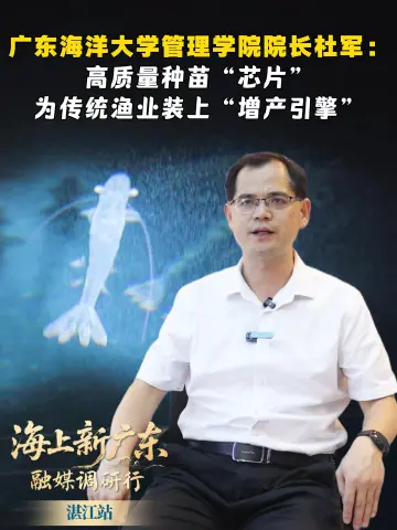 “海上新广东”融媒调研行-湛江站｜广东海洋大学管理学院院长杜军：高质量种苗“芯片”为传统渔业装上“增产引擎”