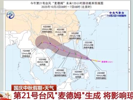 第21号台风“麦德姆”将影响华南地区及南海