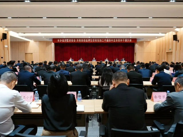 水乡经济区管委会、洪梅镇传达学习贯彻党的二十届四中全会精神干部大会召开
