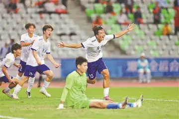 U18男足广东2∶1胜湖北 延续不败战绩，成功晋级四强