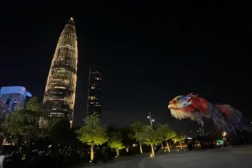 全运祥瑞“鳌鱼”夜舞深圳湾 南山光影盛宴燃爆市民热情