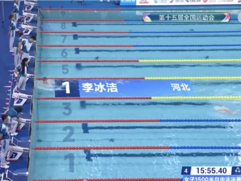李冰洁夺得第十五届全运会女子1500米自由泳金牌