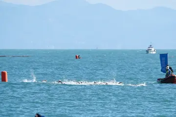 全运首次海上马拉松游泳深圳开赛：大鹏环境好，选手心情靓