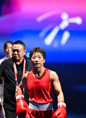 （全运会）（6）拳击——女子50公斤级八分之一决赛：吴愉晋级