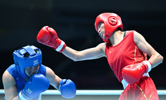 （全运会）（17）拳击——女子66公斤级八分之一决赛：杨柳晋级