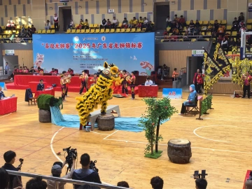 光明非遗石围醒狮队登顶2025年广东省龙狮锦标赛青年组南狮项目