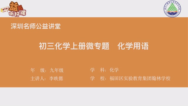 深圳名师公益课堂| 初三化学 • 化学用语专题