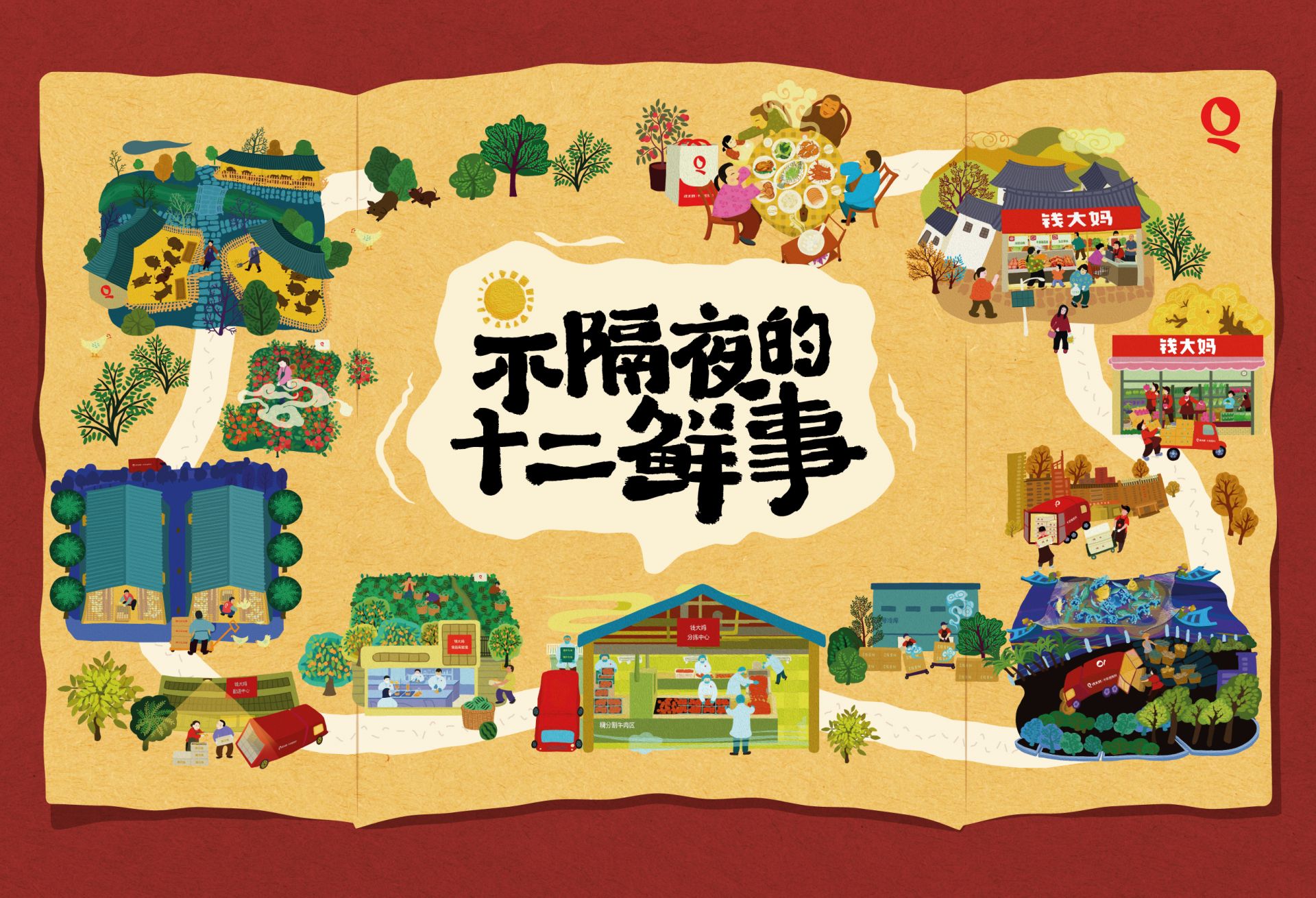 钱大妈 2026 非遗年历上线！12 幅农民画，揭秘 “不隔夜” 食材的山海之旅