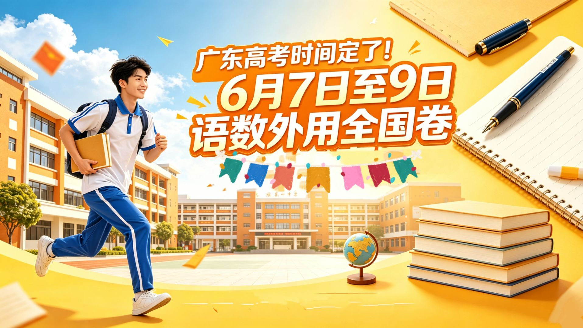 定了!广东高考时间为6月7日至9日 语数外用全国卷