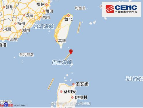 上午9时57分台湾台东县海域发生5.0级地震