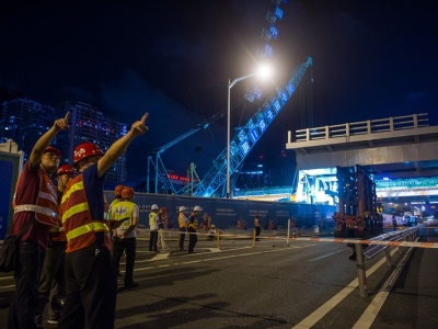 创新！深圳地铁实施国内首例SPMT模块车架设桥梁