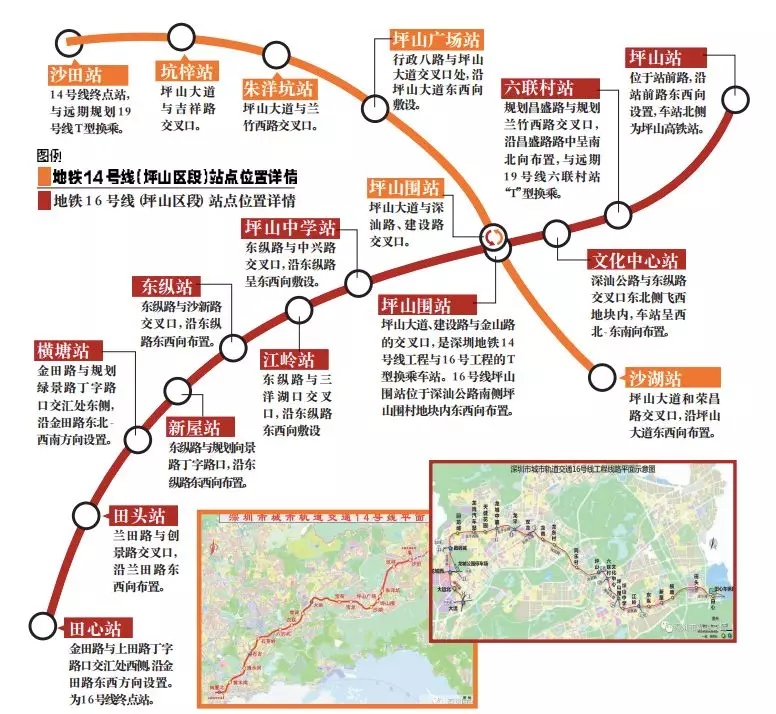 地铁14、16号线（坪山区段）17个站点位置曝光！